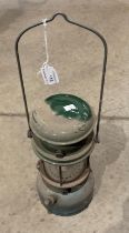 Green metal paraffin lantern (saleroom location: S3QC01)