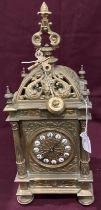 A brass and ormolu lantern clock - 42cm high complete with key (saleroom location: S3QC04)