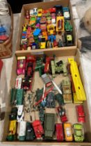 Contents to two lids - a quantity of play worn diecast vehicles,