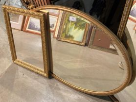 An oval gilt framed wall mirror (55 x 80cm) and a small wall mirror (49 x 38cm) (2) (saleroom