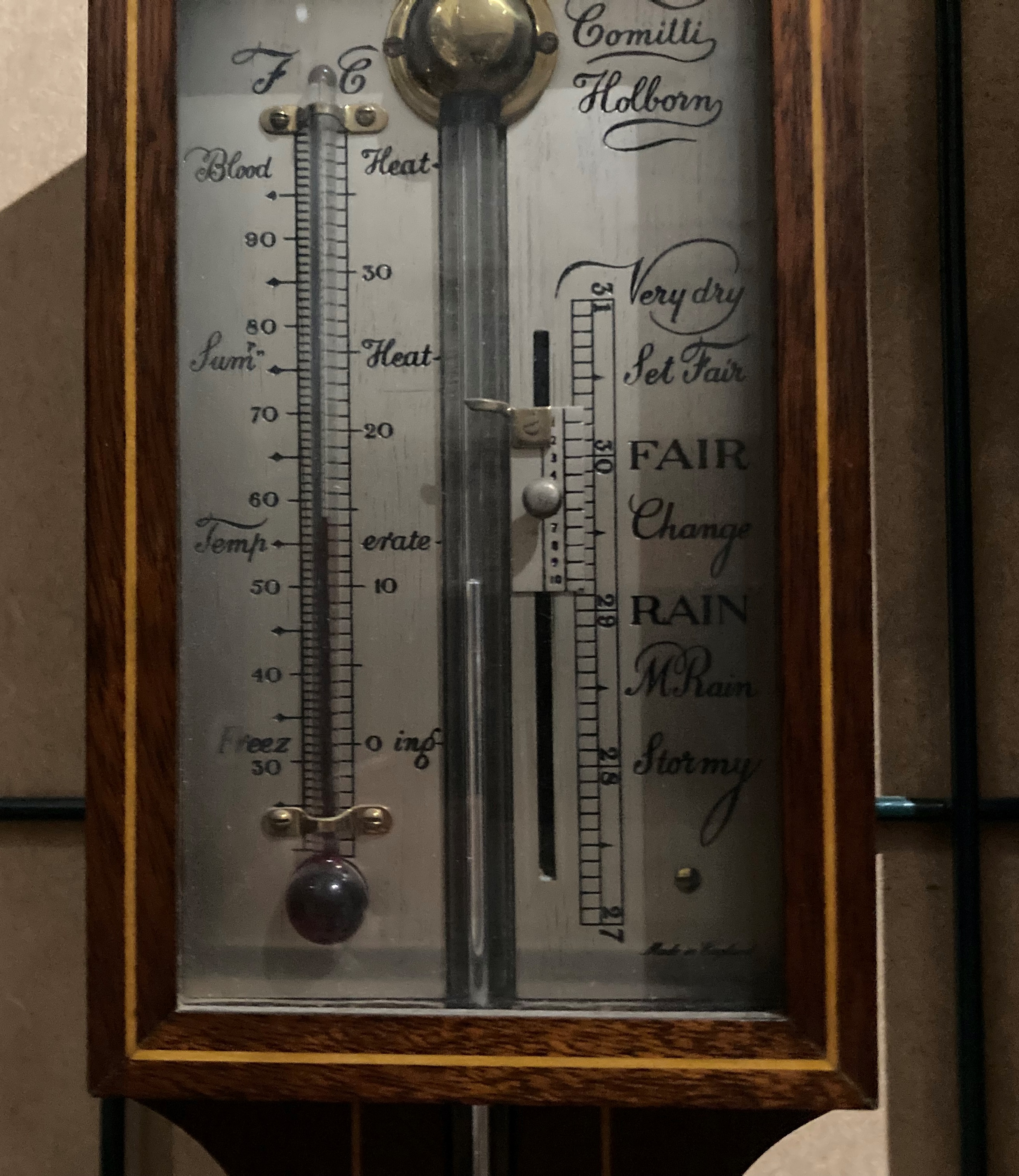 A Comitti, Holborn 20th century mercury stick barometer in mahogany case with inlay, - Image 7 of 14