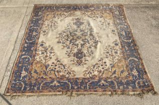 Large Chinese style carpet square (with damages) approx.