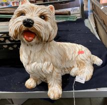 Painted plaster Scottie dog 32cm high (repair to front, paw, tail,