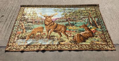 Handmade wall hung tapestry of a Stag and Deer scene 114 x 164cm (saleroom location: MA4)