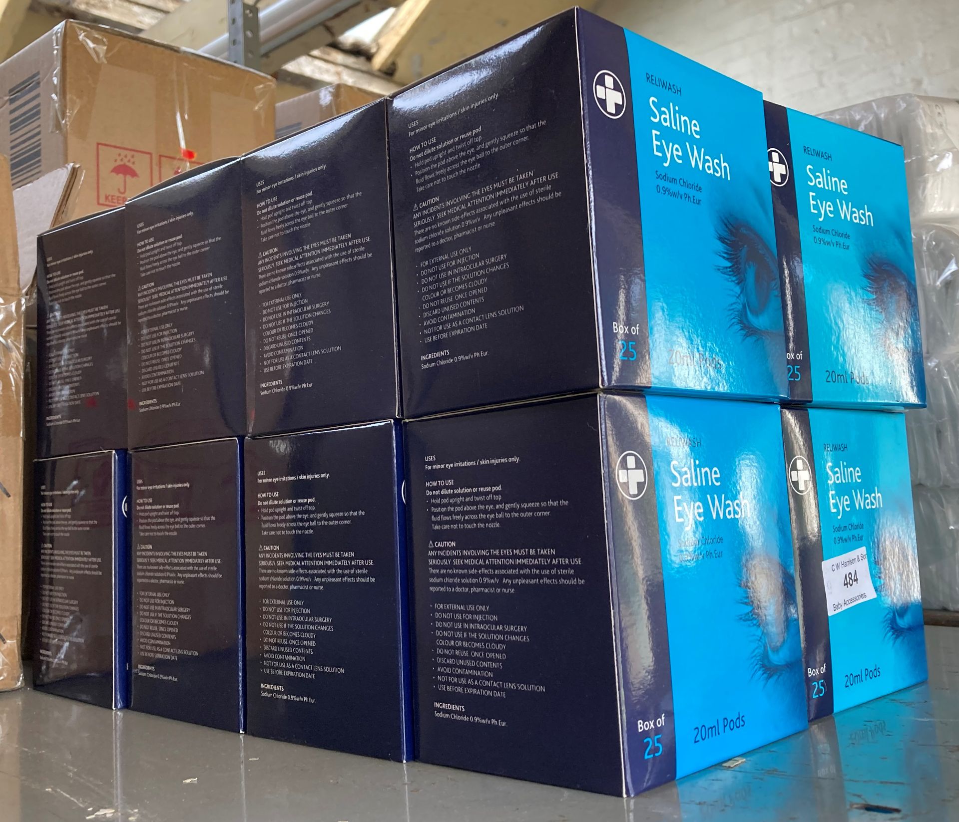 16 x boxes of 25 20ml pods Reliwash saline eye-wash (saleroom location: Sunnybank Street, - Image 2 of 2