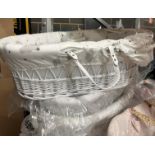 CUDDLES COLLECTION WHITE WITH MOON/STARS MOSES BASKET RRP £59 (Saleroom location: K13)