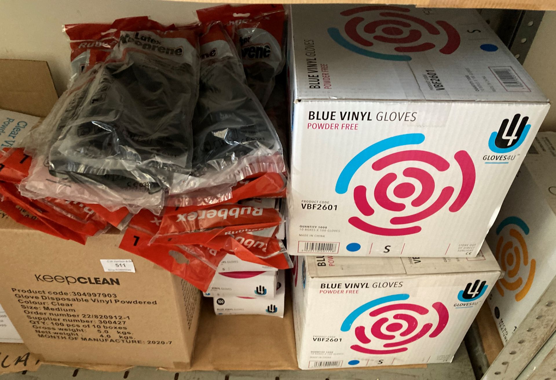 Contents to shelf - 44 x boxes of assorted blue vinyl powder-free gloves, various sizes, - Image 2 of 2