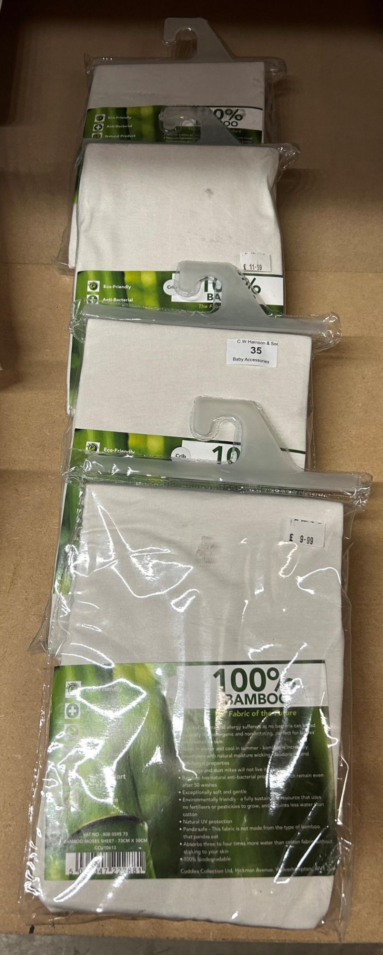 4X BAMBOO WHITE MOSES/CRIB FITTED SHEETS (Saleroom location: E12)