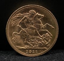 1911 George V gold sovereign,