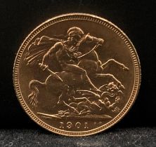 1901 Victoria gold sovereign,