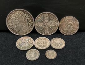1911 George V silver eight piece coin set, total approximate weight 1.