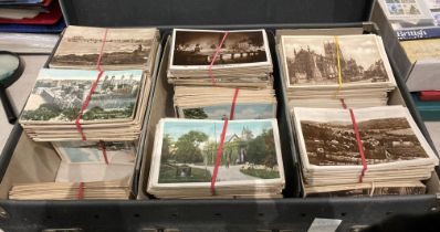 Contents to suitcase - large quantity of mainly GB topographical postcards (saleroom location: S3