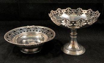 Two silver hallmarked bon bon dishes with pierced borders,