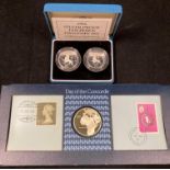 Set of two 1992 silver proof ten-pence coin set by Royal Mint in fitted case and certificate and a