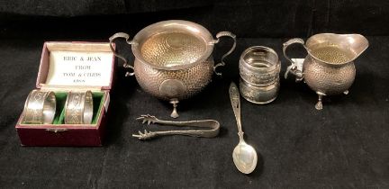 Silver [hallmarked] sugar bowl and matching jug (dated 1903, Birmingham),