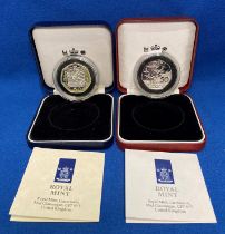 Two Sterling Silver proof fifty-pence coins including 1944-1994 D-day commemorative coin and