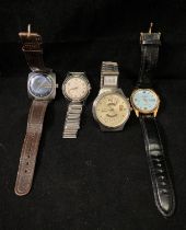 Four assorted gents wrist watches including Orient Automatic Multi-Year-Calendar, Montra Datomatic,