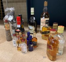 Eighteen items including a 75cl bottle of Sainbury's Blended Scotch Whisky (40% volume),