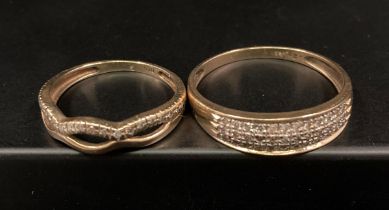 Two 9ct gold diamond rings (stones tested - sizes Z and P, total approximate weight 4.