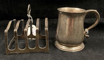 Silver hallmarked Christening mug with scroll handle and engraved with initials JEHF dated London