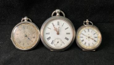 Three assorted silver vintage pocket watches including Swiss 0.