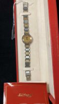 S T Dupont Paris lady's two-tone watch - ref: 21505/198.2.