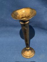 Silver hallmarked trumpet vase (14cm high) with weighted base - weight: 2.