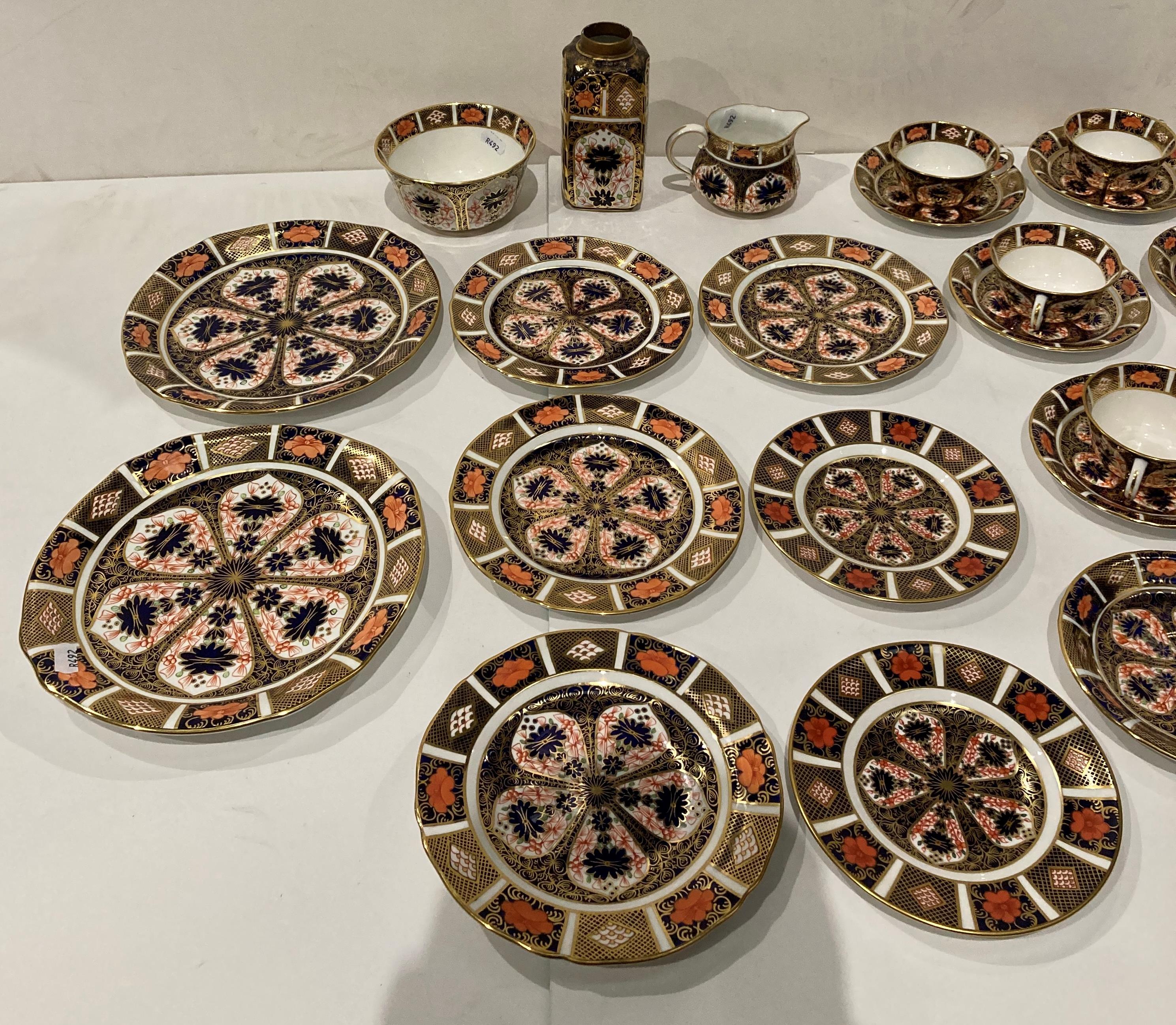 Royal Crown Derby twenty-six piece porcelain Imari pattern part tea service including seven cups, - Image 3 of 6