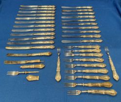 Set of twenty silver handled [hallmarked] fruit knife and forks (Sheffield,