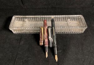 Two vintage fountain pens including Pitman's college with 14ct gold nib and a Burnham fountain pen