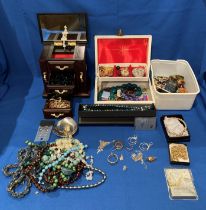 Two jewellery boxes and tub of assorted jewellery including Sterling Silver .