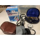 4 medical items - stethoscope, manual and electric blood pressure gauges,