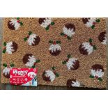 60 x Christmas Pudding coir door mats 38 x 58cm (10 outer packs) (saleroom location: container A)