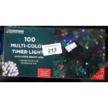 4 X 100 MULTI-COLOURED TIMER CHRISTMAS LIGHTS