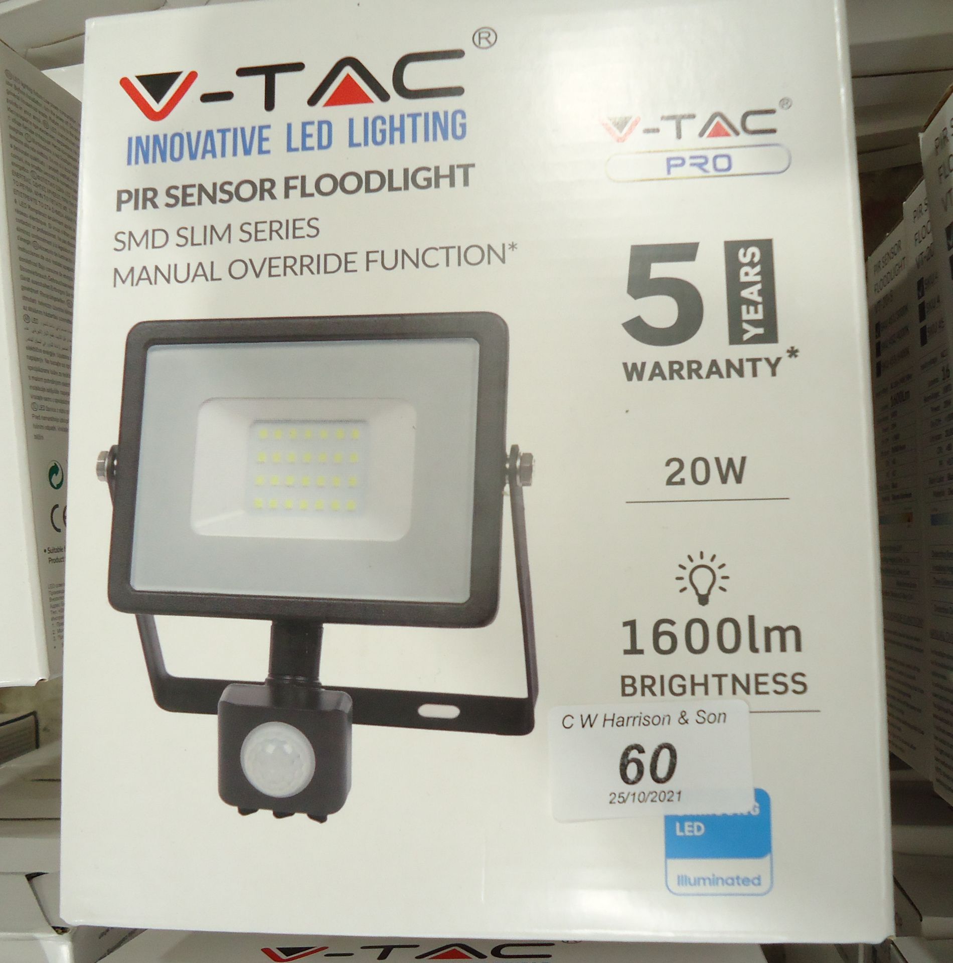 5 X VTAC 20 WATT LED FLOOD LIGHTS