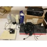 Contents to end of rack Acer X1160 projector, keyboards, Drayteks routers, headsets,