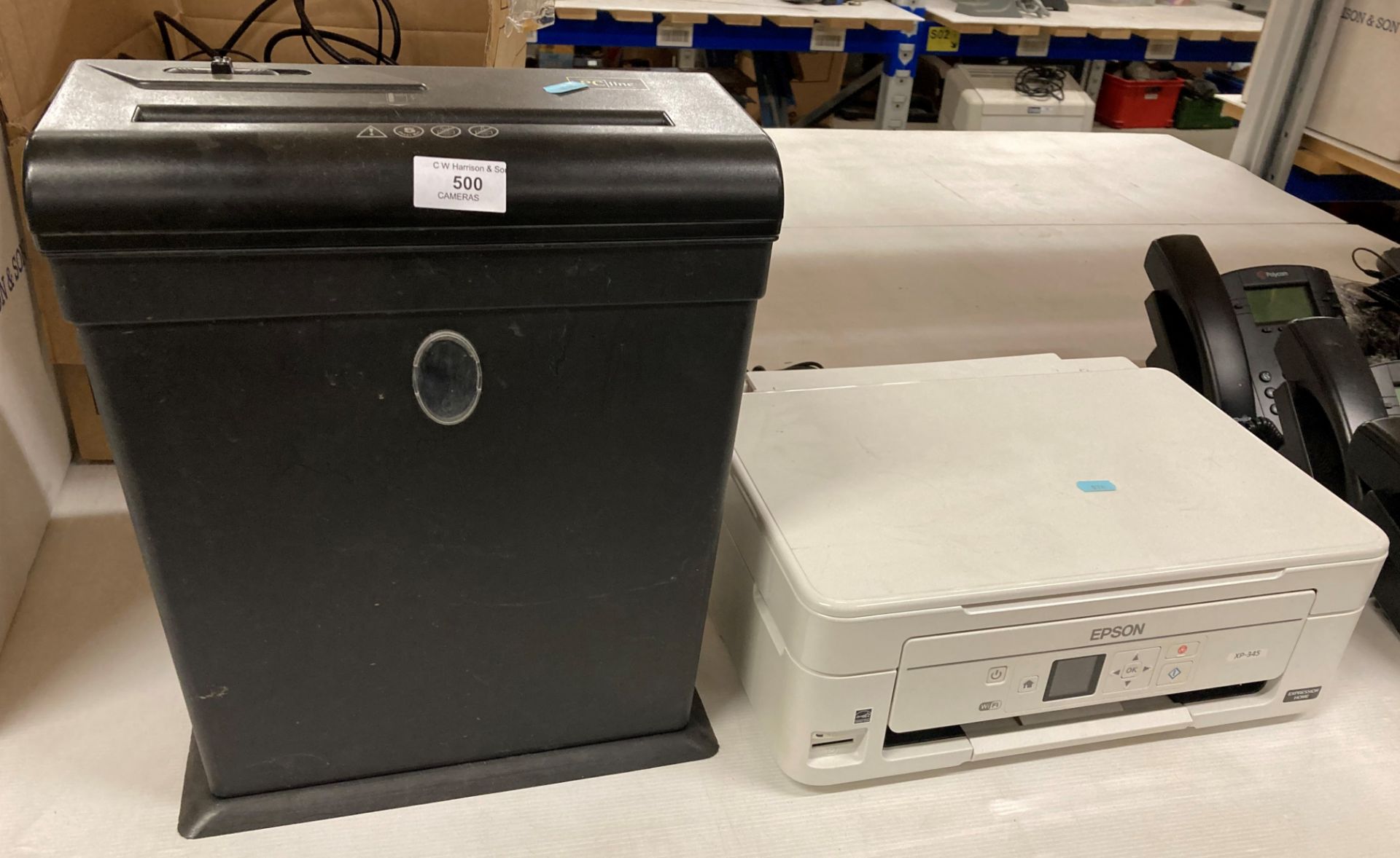 2 x Items - PC Line paper-shredder and an Epson XP-345 printer/copier (saleroom location: P03)