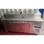Adexa 3-door stainless steel chilled service counter with lift top unit above - 180cm x 70cm x