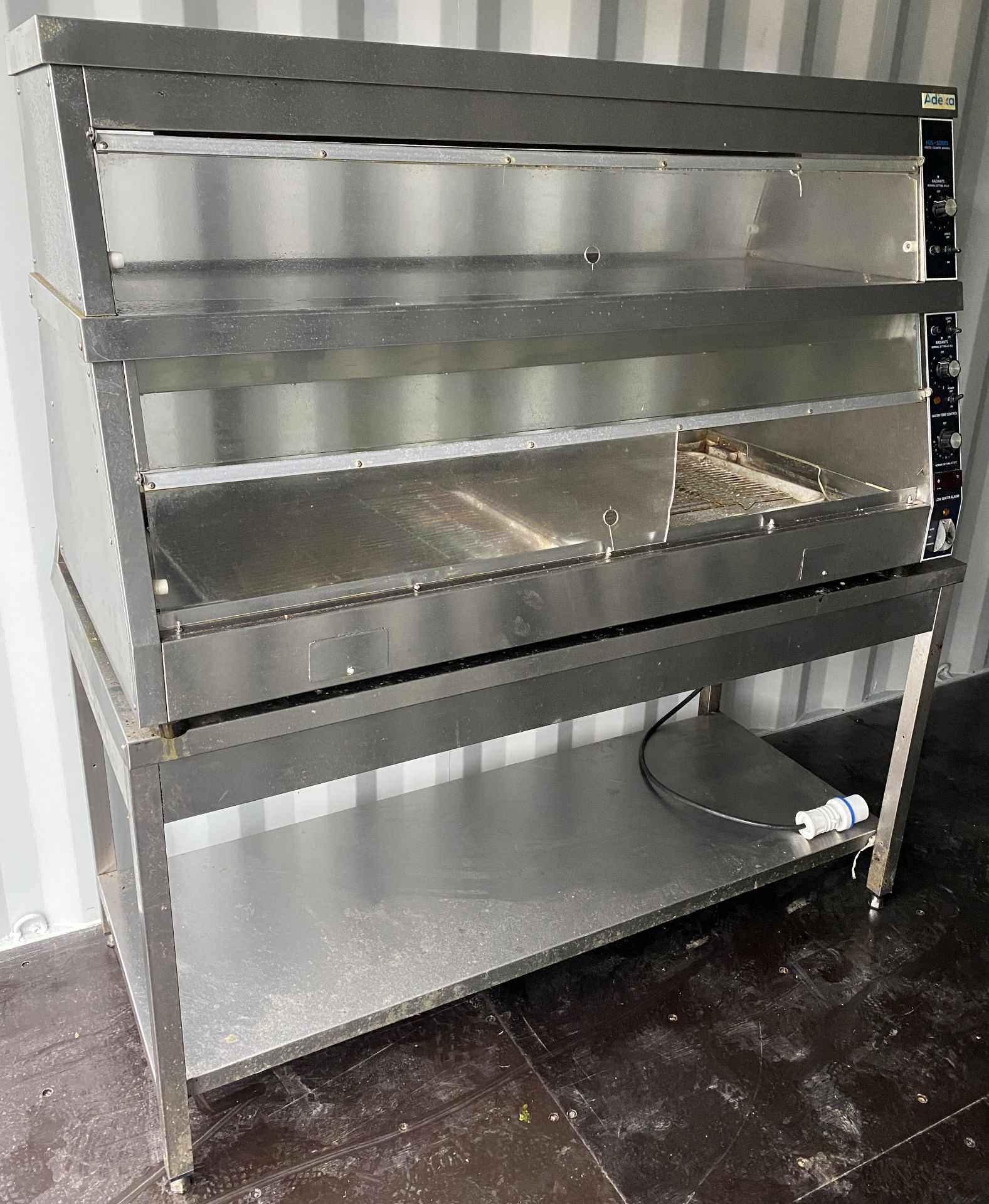 Adexa HDS-Series 2 tier heated counter warmer on stainless steel prep table with undershelf (not - Image 2 of 5