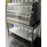 Adexa HDS-Series 2 tier heated counter warmer on stainless steel prep table with undershelf (not