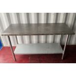 Rectangular 2 tier stainless steel preparation table - 150cm x 61cm x 90cm(h)