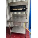 2 tier stainless steel preparation table with overhead gas grilling unit - 92cm x 76cm x 170cm(h)