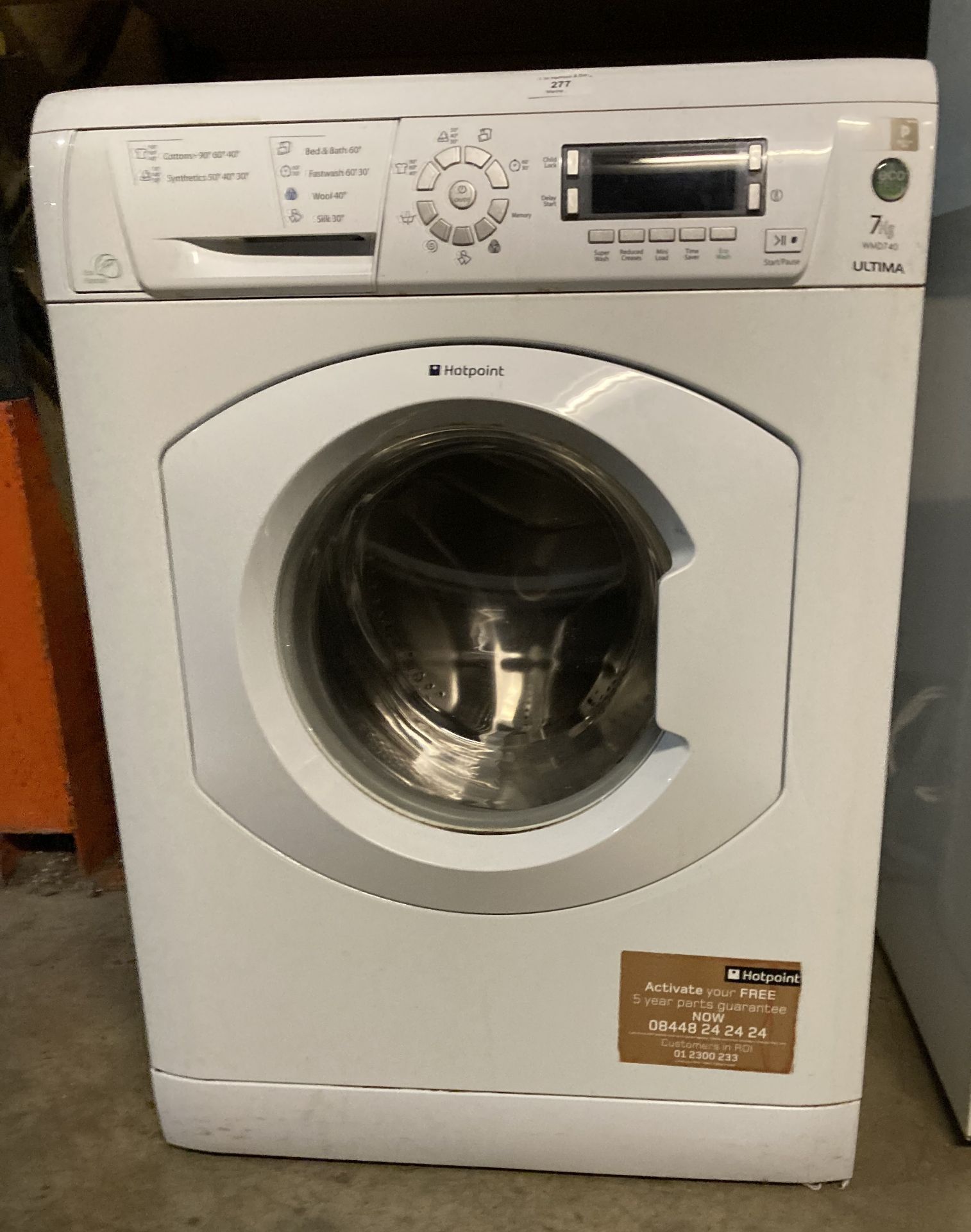 HotPoint front-loading ultima 7kg washing machine (saleroom location: PO) - Image 3 of 3