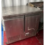 Adexa stainless steel 2 door fridge on castors - 90cm x 70cm x 92cm(h)