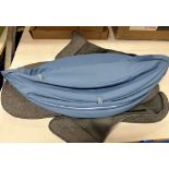 STOKKE XPLORY SEAT PAD AND WIND COVER IN GREY AND BLUE HOOD NEW UNBOXED AND STOKKE RAIN COVER