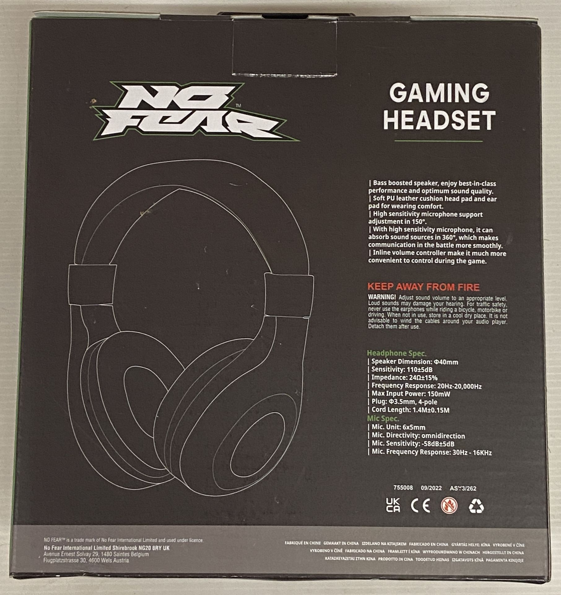 16 x No Fear wired gaming headsets (boxed) - (1 outer box) (Saleroom location L03) - Image 3 of 6