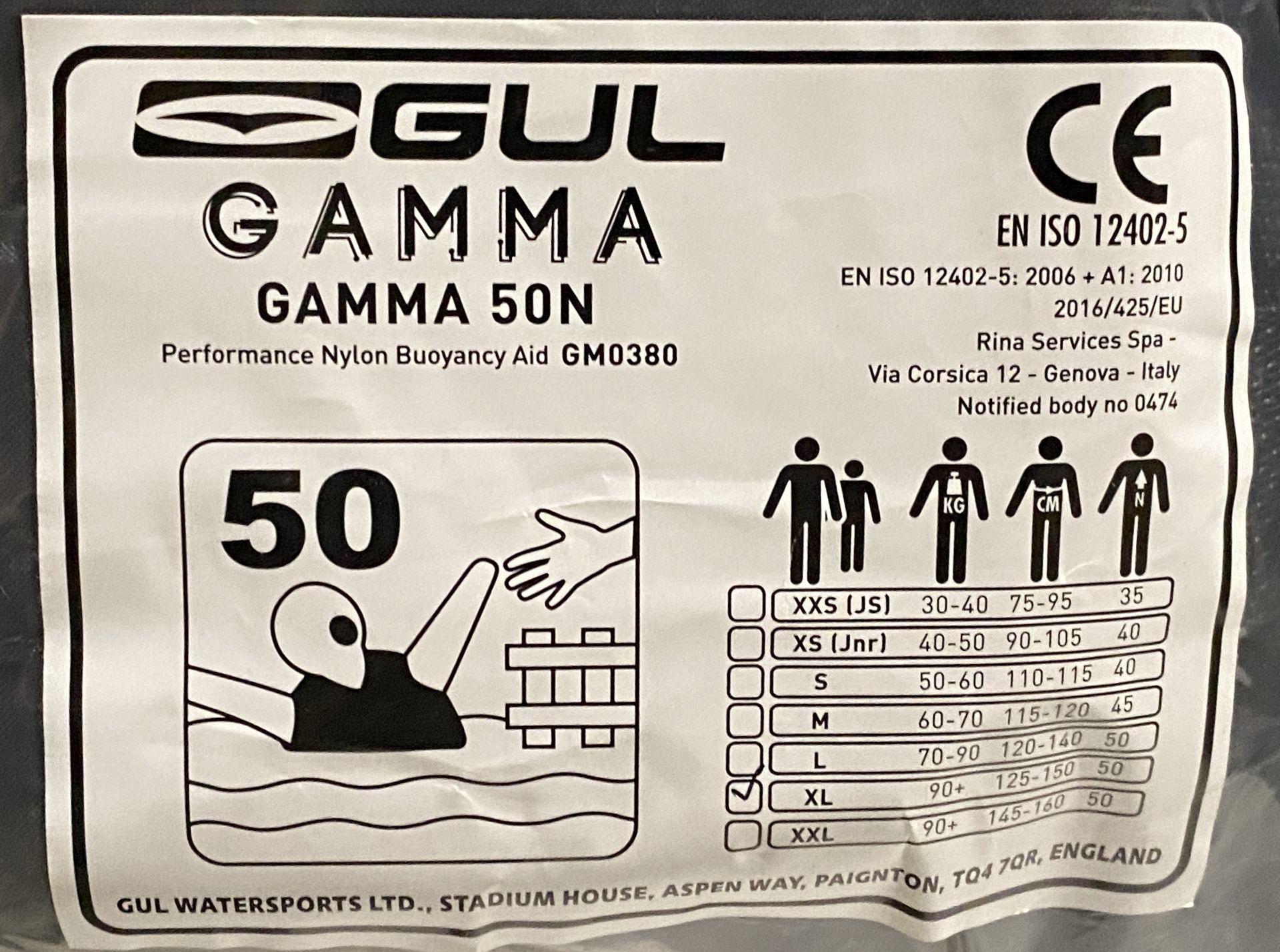 2 x GUL Performance Apparel Gamma 50N Performance Nylon Buoyancy Aid - Size - XL - RRP £40. - Image 2 of 3
