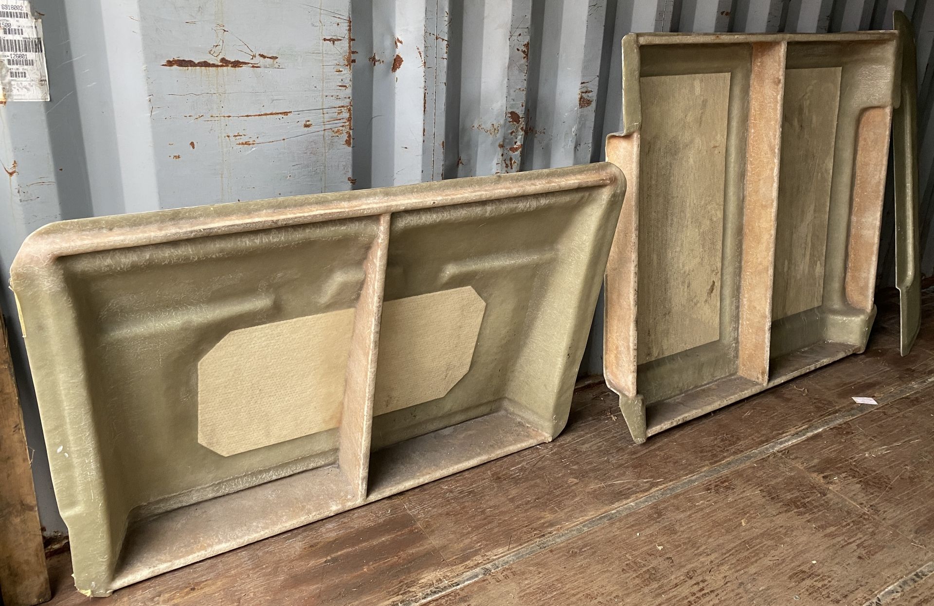 Three Landrover roof lining moulds, as viewed, possibly for a Landrover 90 or 110,