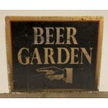 Metal beer garden sign in black,