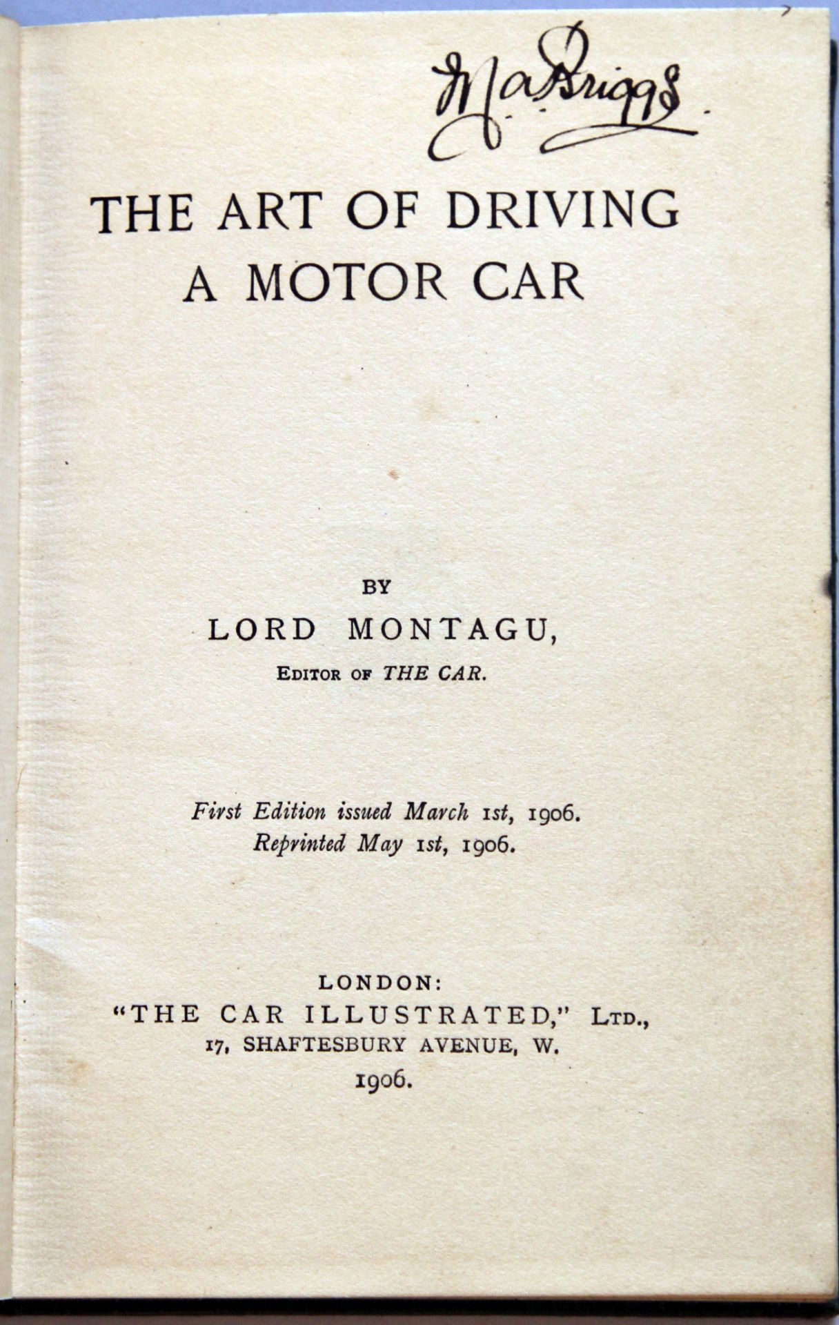 The Art of Driving a Motor Car by Lord Montague with contemporary correction notes 57 pages & 12 of - Bild 6 aus 14